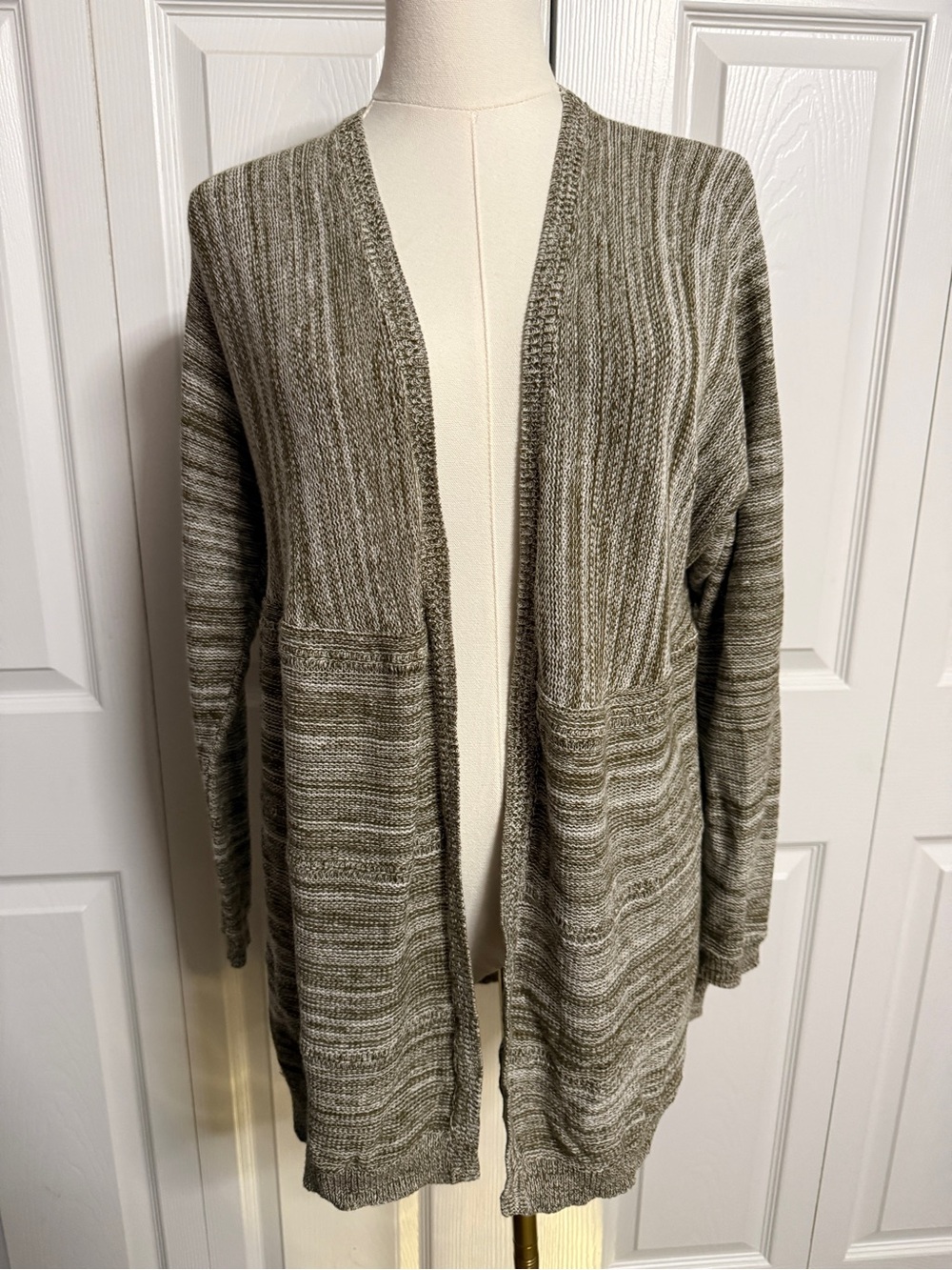 Wild Pearl Olive Marled Open-Front Cardigan